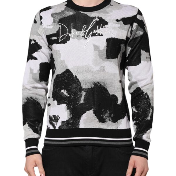 Dolce & Gabbana Mens Print Cotton Long Sleeve Sweater - White Silk - Size EU 46 (Mens)
