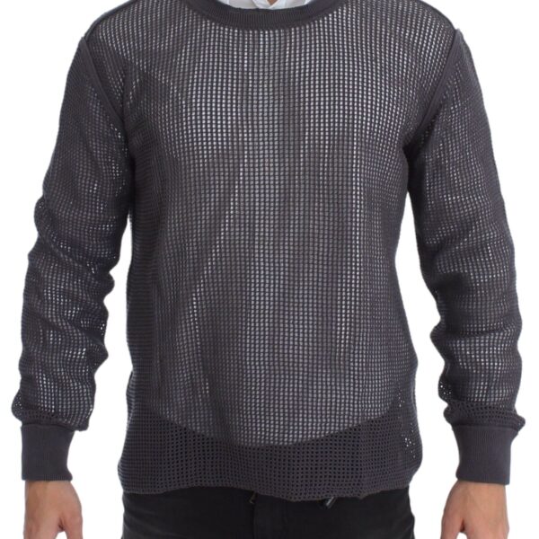 Dolce & Gabbana Mens Mesh Knit Crewneck Sweater - Grey Cotton - Size EU 52 (Mens)
