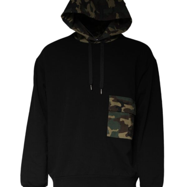 Dolce & Gabbana Mens Camouflage Hoodie Tsh87048 - Black Cotton - Size EU 52 (Mens)