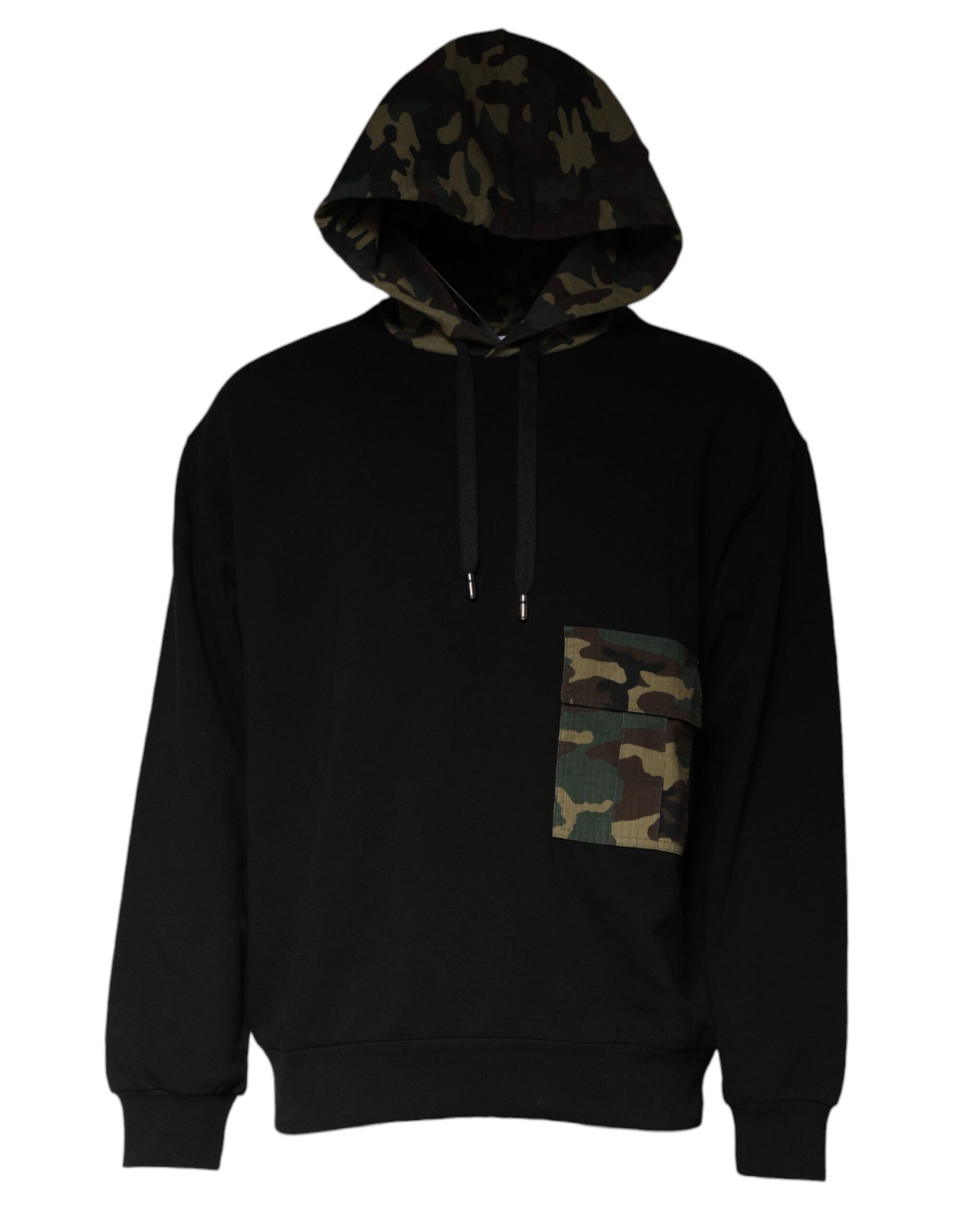 Dolce & Gabbana Mens Camouflage Hoodie Tsh87048 - Black Cotton - Size EU 52 (Mens)
