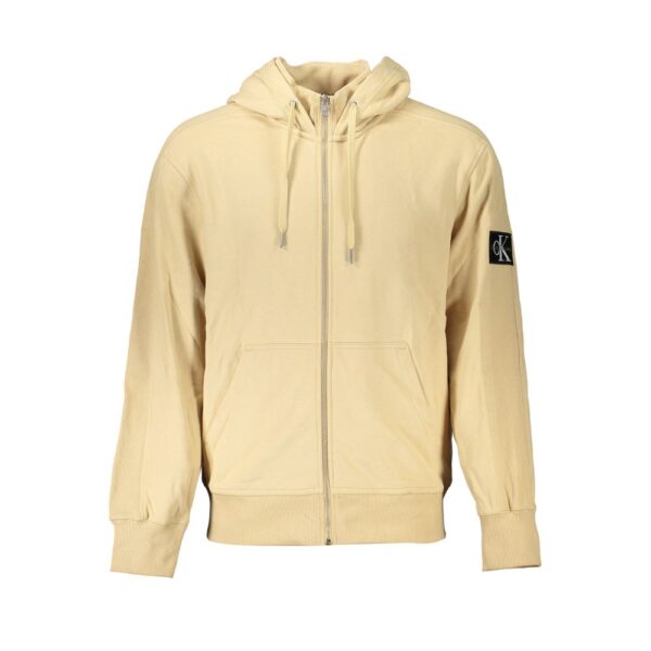 Calvin Klein Mens Zipup Hoodie J30j304127 - Beige Cotton - Size Small