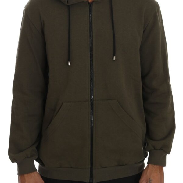 Daniele Alessandrini Mens Zipup Hoodie Tsh1345 - Dark Green Cotton - Size Medium