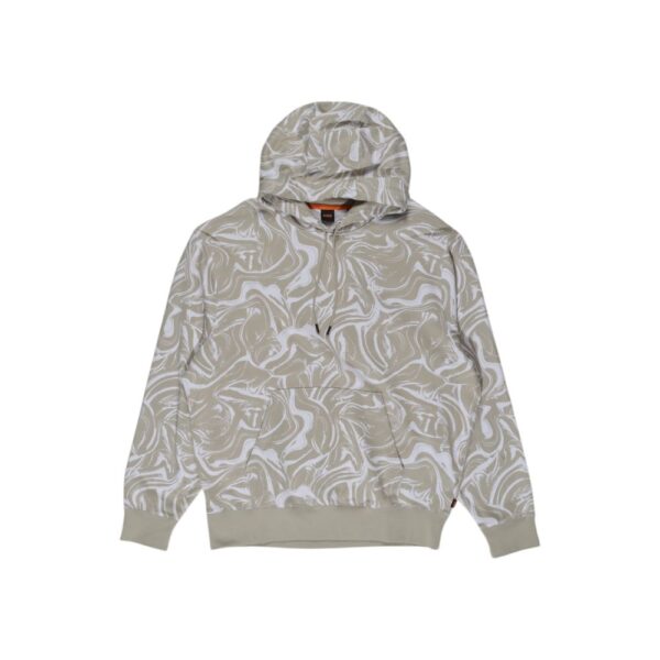 Hugo Boss Mens Marble Print Hoodie - Silver Cotton - Size EU 54 (Mens)