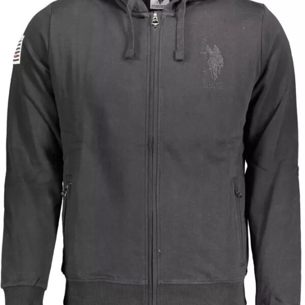 U.S. Polo Assn Mens Zipup Hoodie Uspa Logo - Dark Grey Cotton - Size X-Large