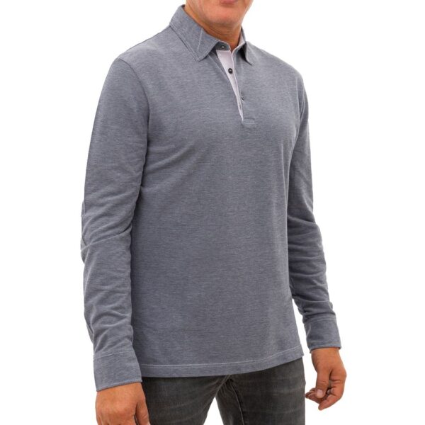 Corneliani Mens Long Sleeve Polo Shirt Melange Grey Cotton - Size EU 50 (Mens)