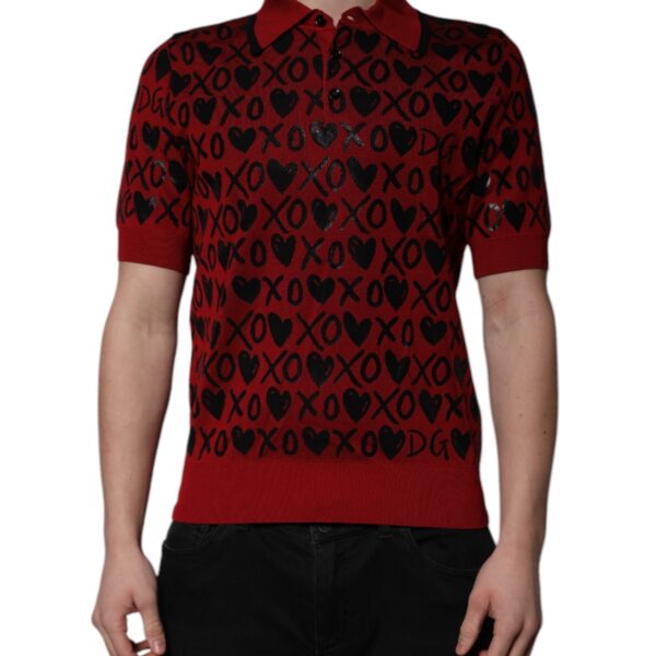 Dolce & Gabbana Mens Short Sleeve Polo Shirt Xoxo Pattern - Brown Silk - Size EU 46 (Mens)