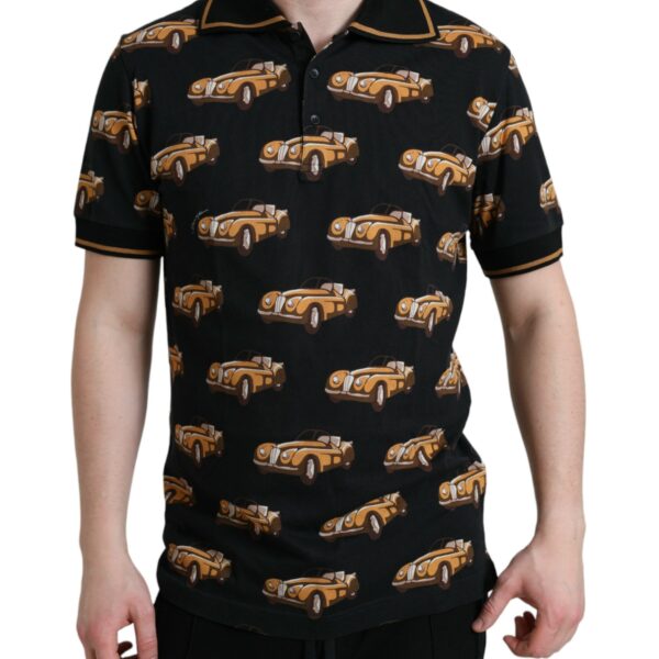 Dolce & Gabbana Mens Classic Cars Polo Shirtshort Sleeve - Black Cotton - Size EU 44 (Mens)