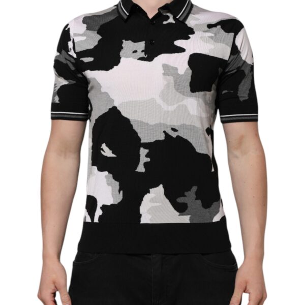 Dolce & Gabbana Mens Camo Polo Shirt - Black Cotton - Size EU 48 (Mens)