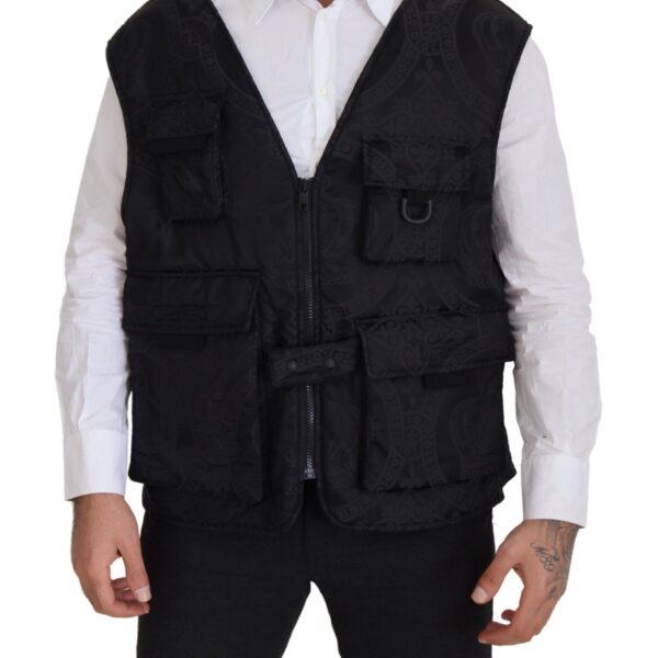 Dolce & Gabbana Mens Black Embroidered Vest Utility Style - Size EU 50 (Mens)