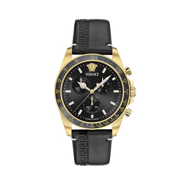 Versace Greca Chr Wave Mens Black Watch VE0H00225 Leather - One Size