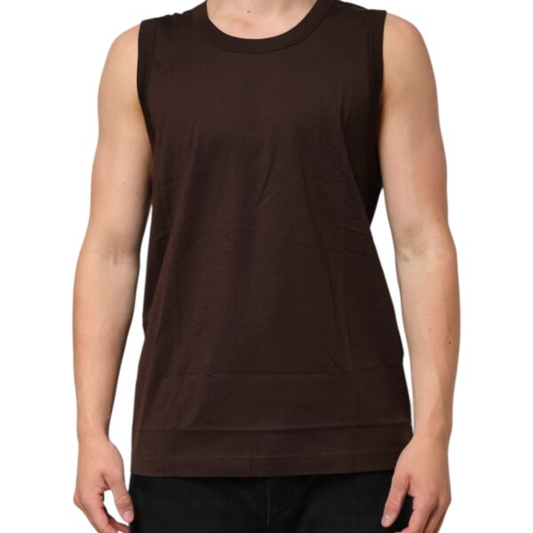 Dolce & Gabbana Mens Crew Neck Sleeveless Tank Top - Dark Brown Cotton - Size X-Small