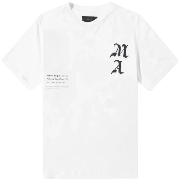Amiri Mens Wes Lang Checker Skull Tee White Cotton - Size Small