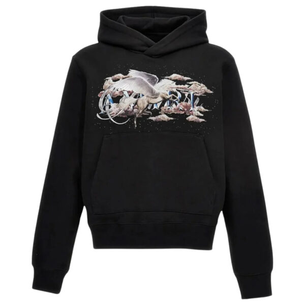 Amiri Mens Pegasus Script Hoodie Black Cotton - Size 2XL
