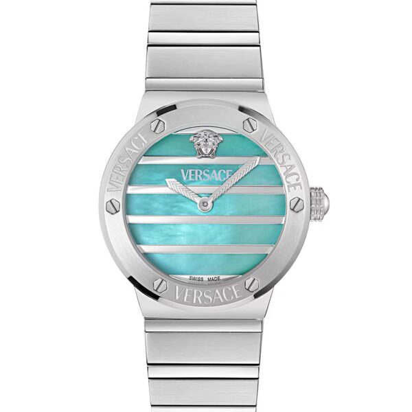 Versace Greca Logo Pearl Womens Silver Watch VE0S00225 Stainless Steel - One Size