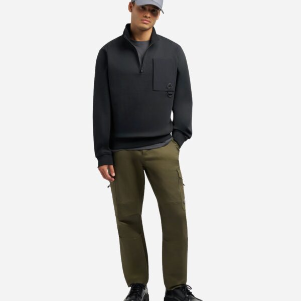 Moose Knuckles Mens Hartsfield 1/4 Zip Sweatshirt in Black Cotton - Size Medium