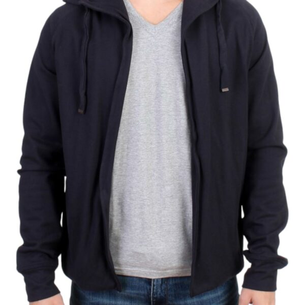 Costume National Mens Hooded Zipup Jacket Knitwear - Navy Cotton - Size EU 50 (Mens)