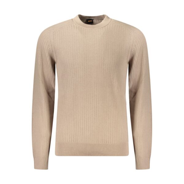 Hugo Boss Mens Ribbed Knit Crew Neck Sweater 50478682 - Tan Cotton - Size X-Large