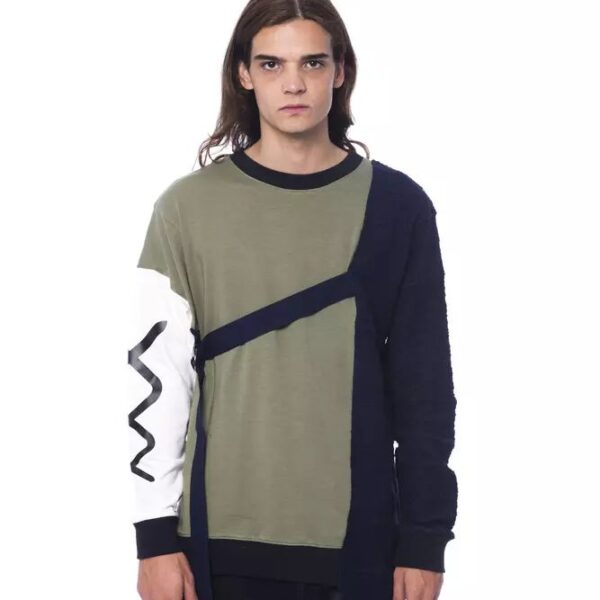 Nicolo Tonetto Mens Colorblocked Knitwear Sweatshirt Ni12989 - Sage Green Cotton - Size Large