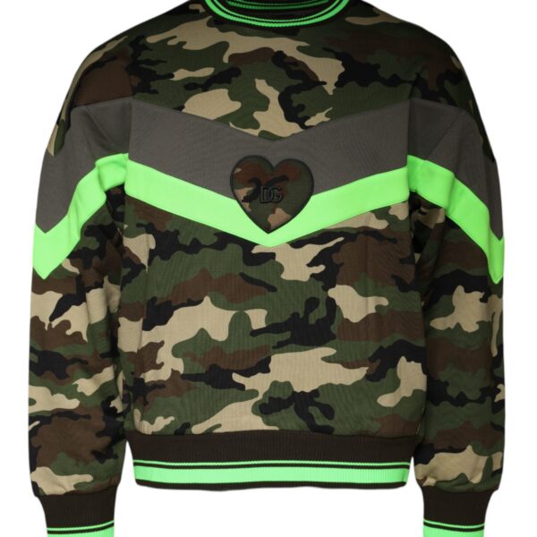 Dolce & Gabbana Mens Camouflage Heart Sweatshirt Tsh86728 - Khaki Cotton - Size EU 50 (Mens)