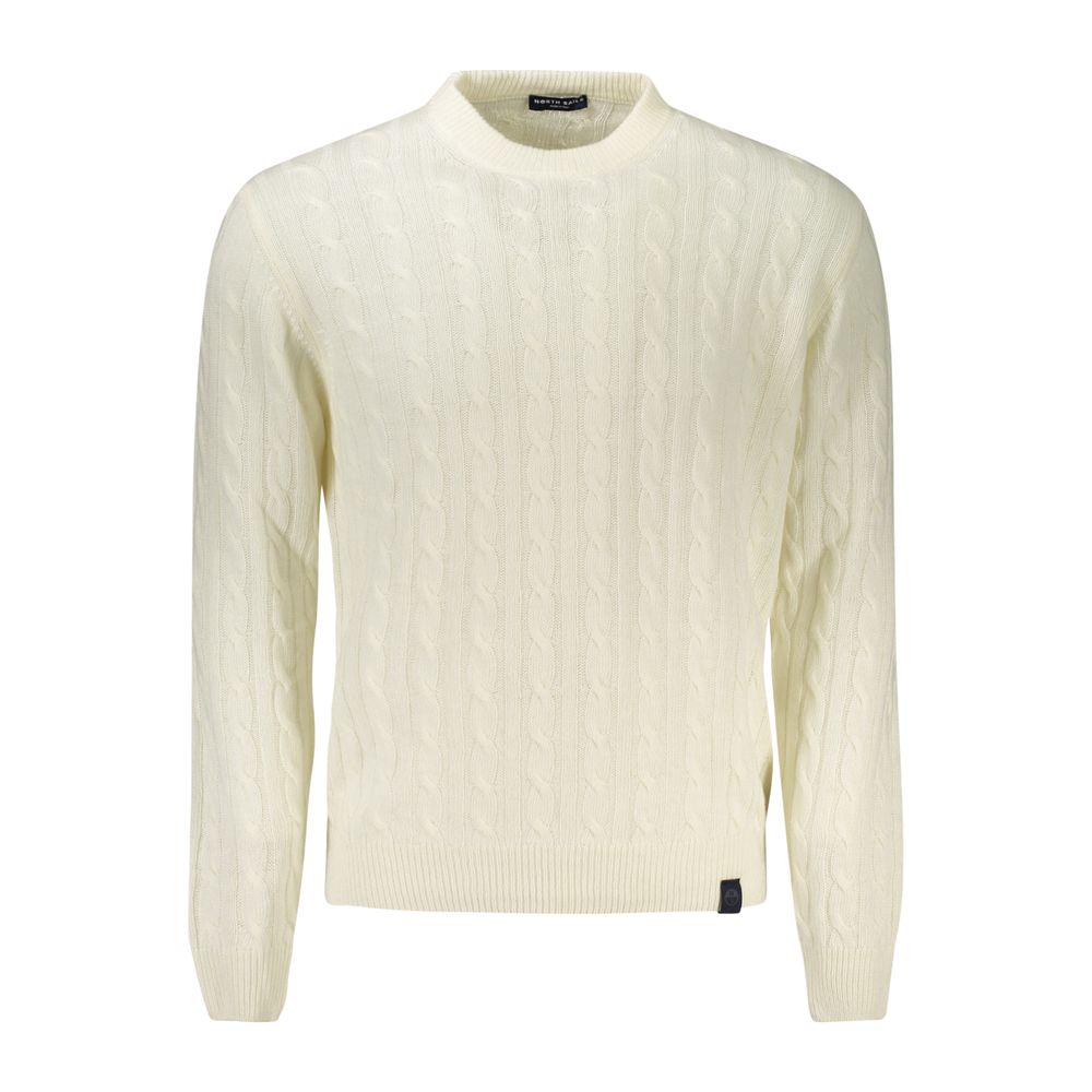 North Sails Mens Cable Knit Crew Neck Sweater - Ivory Cotton - Size 2XL