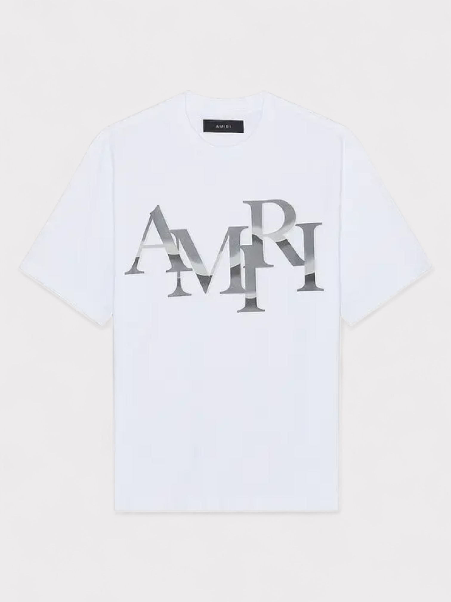Amiri Mens Staggered Chrome Tee White - Size Large