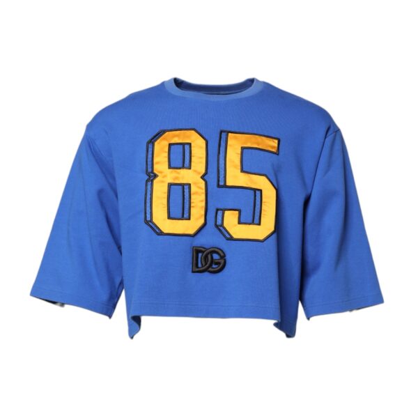 Dolce & Gabbana Mens Cropped Top 85 Number Embroidery - Medium Blue Cotton - Size EU 50 (Mens)