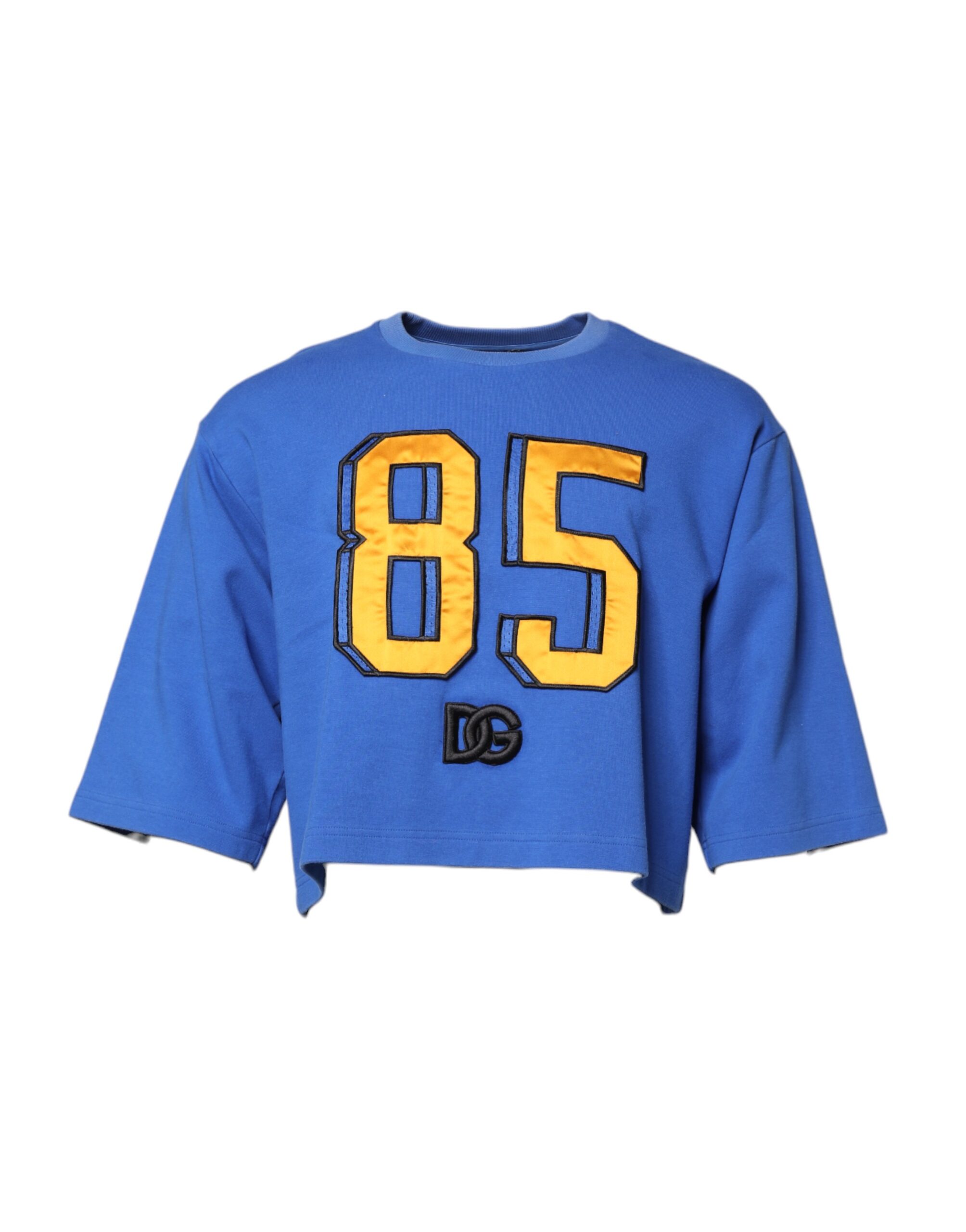 Dolce & Gabbana Mens Cropped Top 85 Number Embroidery - Medium Blue Cotton - Size EU 50 (Mens)