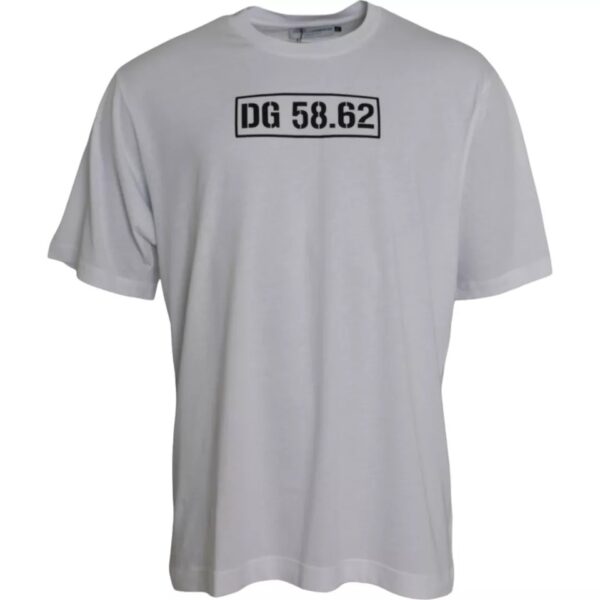 Dolce & Gabbana Mens Dg 5862 Tshirt Graphic Tee - White Cotton - Size EU 52 (Mens)