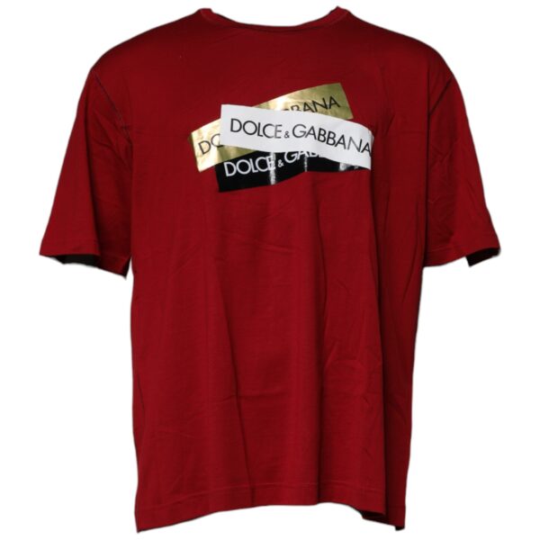 Dolce & Gabbana Mens Short Sleeve Crew Neck Tshirt - Dark Red Cotton - Size EU 54 (Mens)