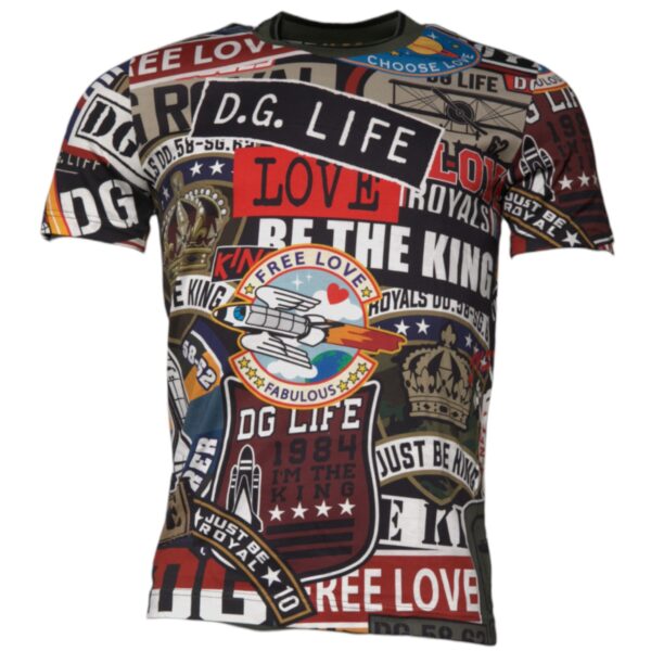 Dolce & Gabbana Mens Patchwork Graphic Tee - Black Cotton - Size EU 50 (Mens)