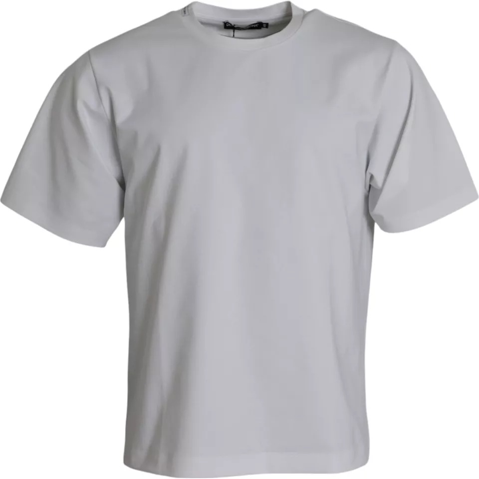 Dolce & Gabbana Mens Cotton Tshirt Short Sleeve Crew Neck - Light Grey - Size EU 48 (Mens)