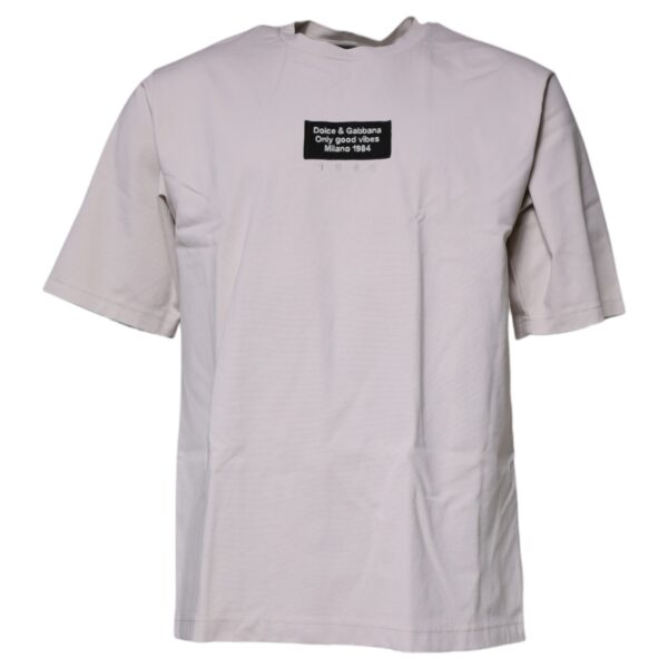 Dolce & Gabbana Mens Only Good Vibes Tshirt Milano 1984 - Silver Cotton - Size EU 48 (Mens)