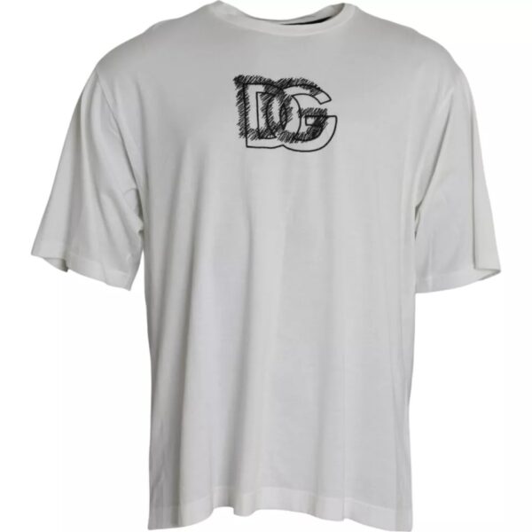 Dolce & Gabbana Mens Oversized Cotton Tshirt Dg Logo - White - Size EU 50 (Mens)