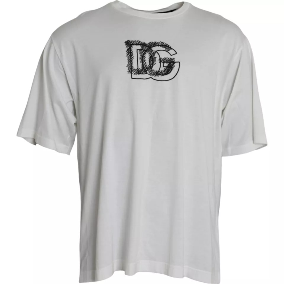 Dolce & Gabbana Mens Oversized Cotton Tshirt Dg Logo - White - Size EU 50 (Mens)