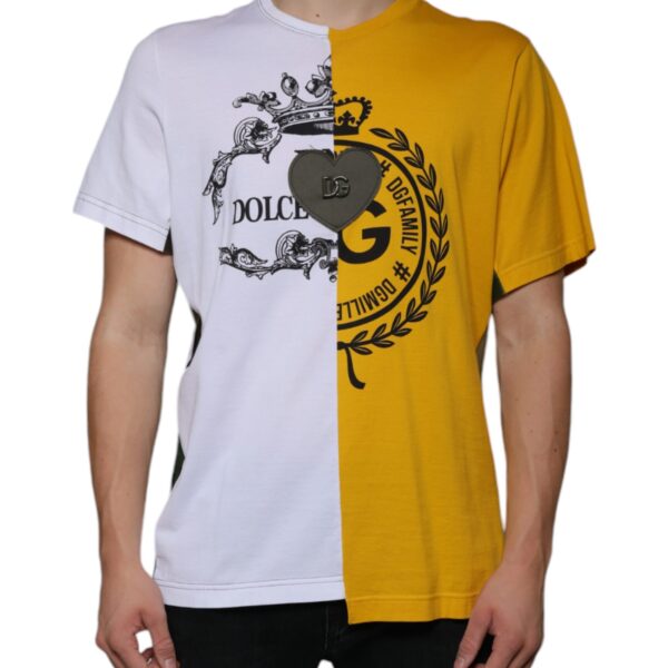 Dolce & Gabbana Mens Twotone Dg Family Crest Tshirt - White Cotton - Size EU 50 (Mens)