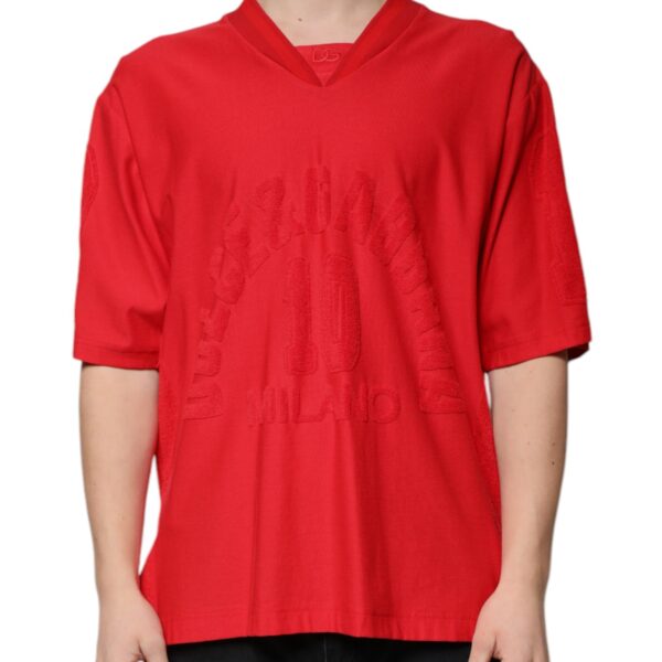 Dolce & Gabbana Mens Vneck Short Sleeve Tshirt - Red Cotton - Size EU 50 (Mens)