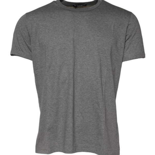 Dolce & Gabbana Mens Crew Neck Short Sleeve Tee - Grey Cotton - Size EU 52 (Mens)
