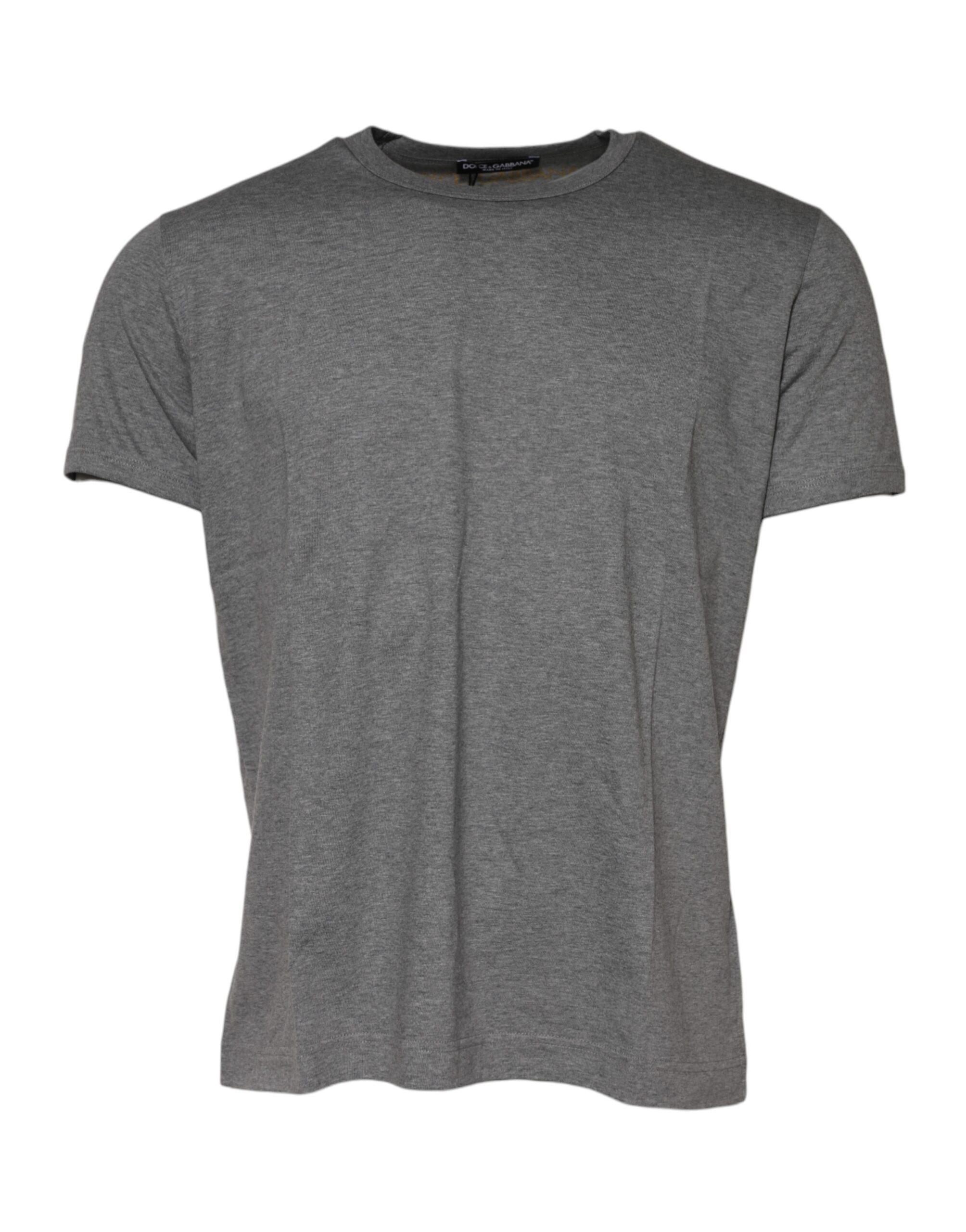 Dolce & Gabbana Mens Crew Neck Short Sleeve Tee - Grey Cotton - Size EU 52 (Mens)
