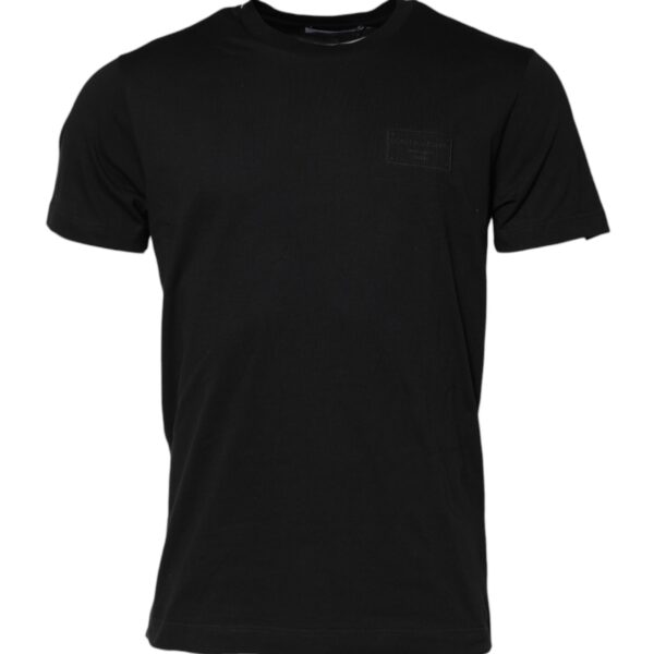 Dolce & Gabbana Mens Tonal Logo Patch Tee - Black Cotton - Size EU 50 (Mens)