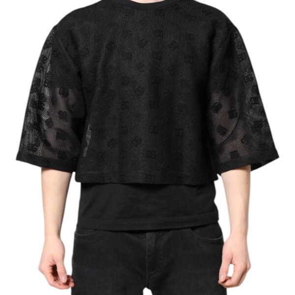Dolce & Gabbana Mens Mesh Top Short Sleeve - Black Cotton - Size EU 50 (Mens)