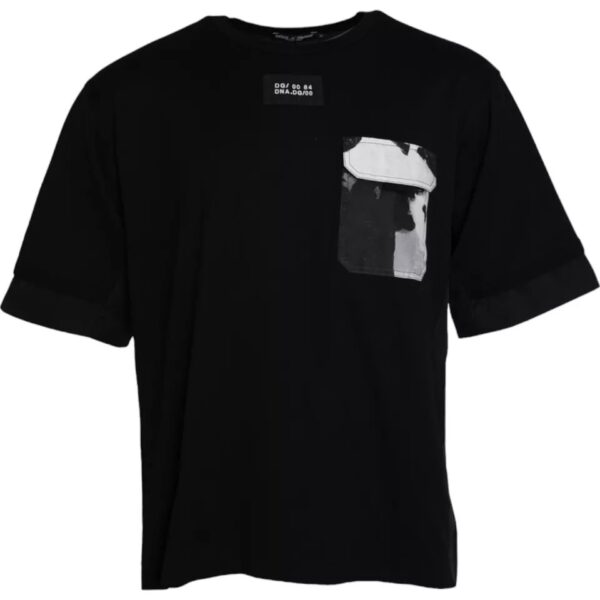 Dolce & Gabbana Mens Short Sleeve Pocket Tshirt - Black Cotton - Size EU 48 (Mens)