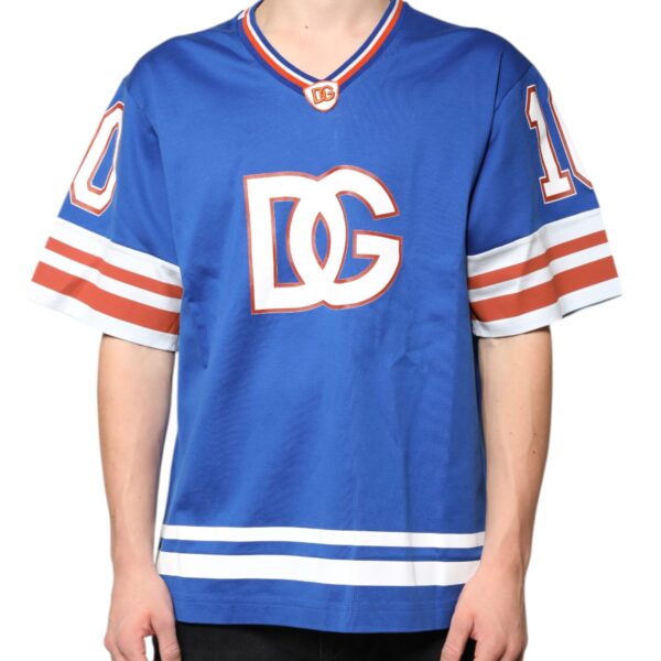 Dolce & Gabbana Mens Dg Jersey Tshirt Short Sleeves - Medium Blue Cotton - Size EU 52 (Mens)