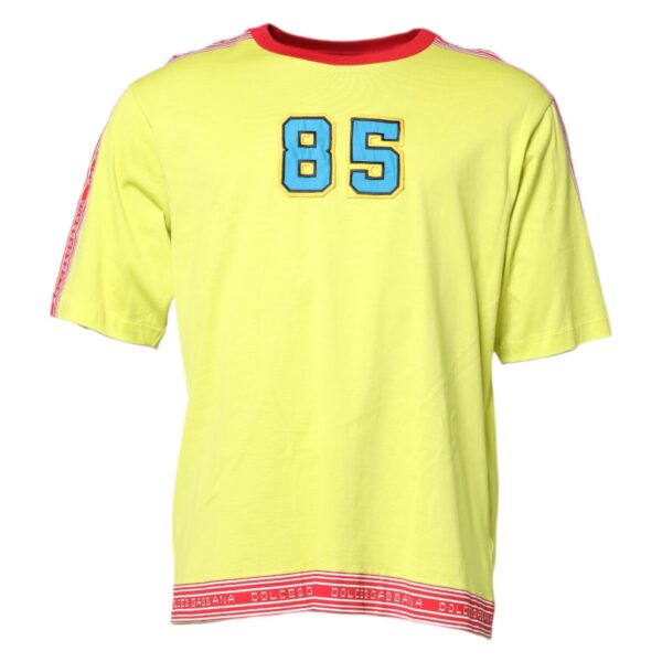 Dolce & Gabbana Mens 85 Embroidered Short Sleeve Tee - Lime Green Cotton - Size EU 52 (Mens)