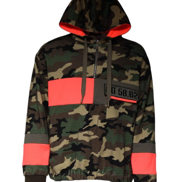 Dolce & Gabbana Mens Camouflage Print Hoodie Tsh87049 - Dark Green Cotton - Size EU 54 (Mens)