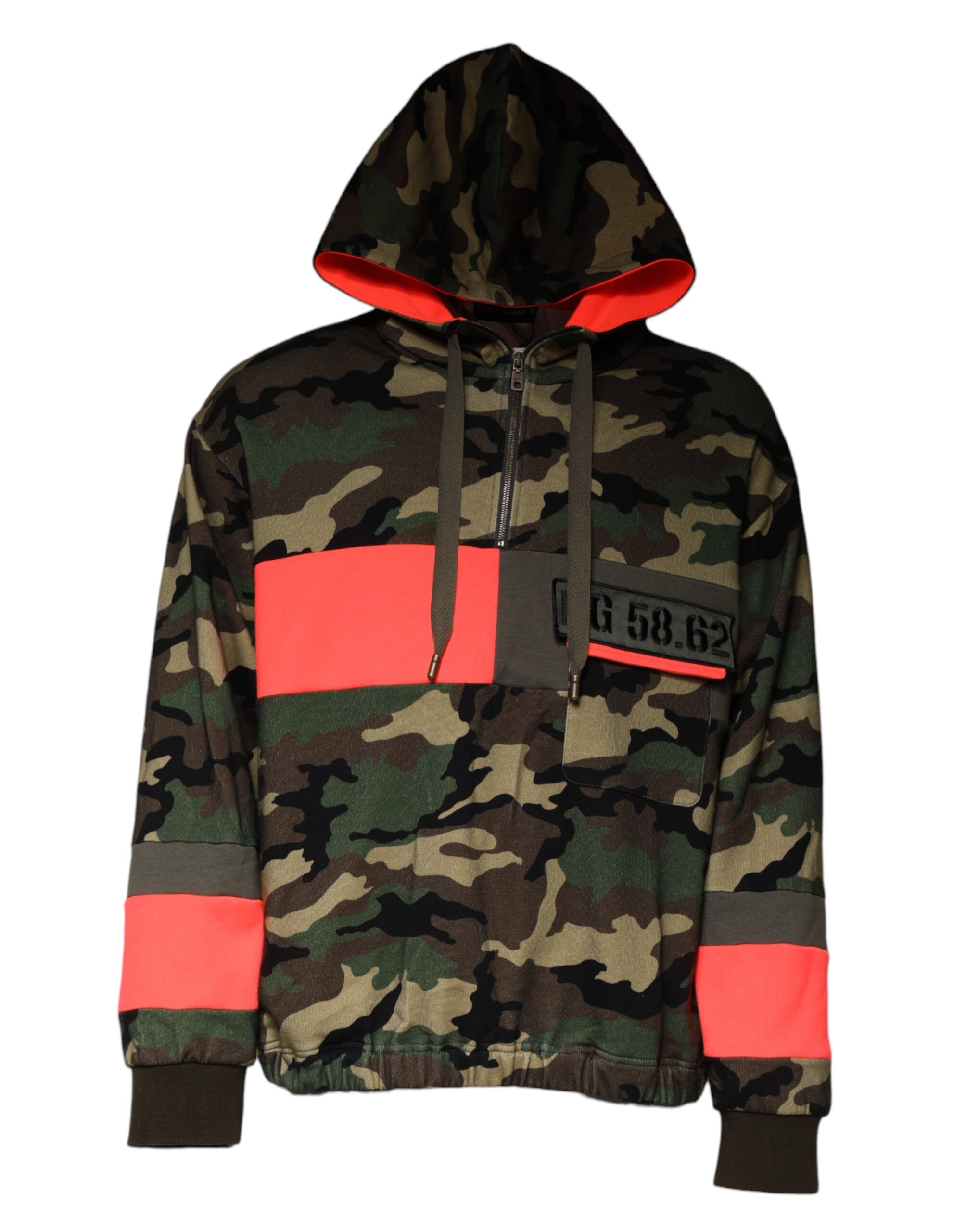 Dolce & Gabbana Mens Camouflage Print Hoodie Tsh87049 - Dark Green Cotton - Size EU 54 (Mens)