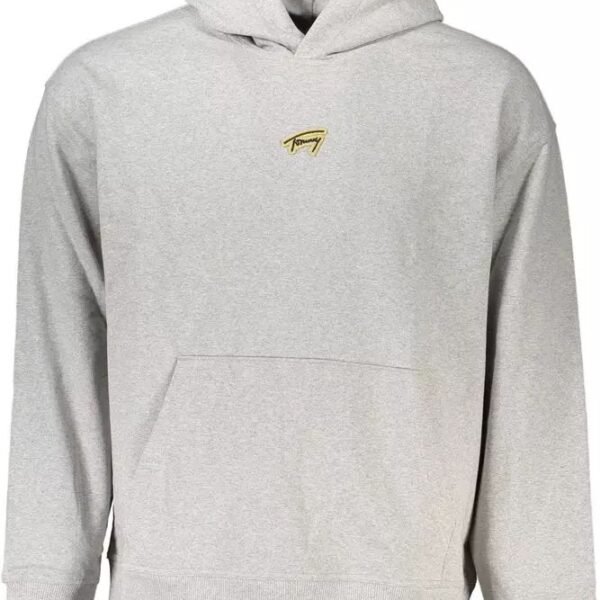 Tommy Hilfiger Mens Hoodie Logo - Light Grey Cotton - Size 2XL