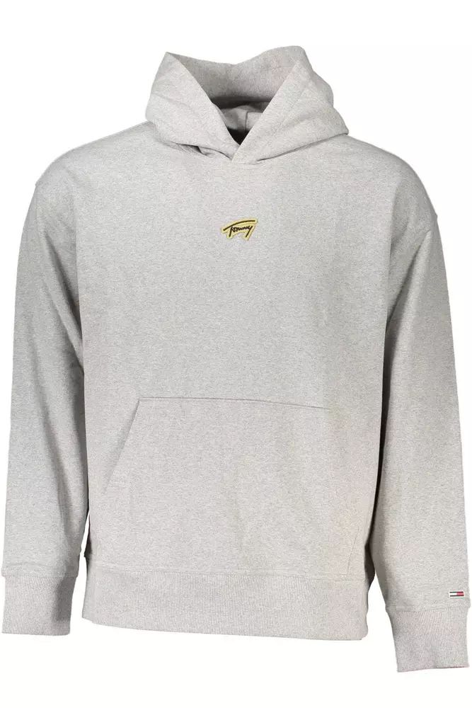 Tommy Hilfiger Mens Hoodie Logo - Light Grey Cotton - Size 2XL