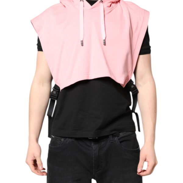 Dolce & Gabbana Mens Cropped Sleeveless Hoodie - Light Pink Cotton - One Size