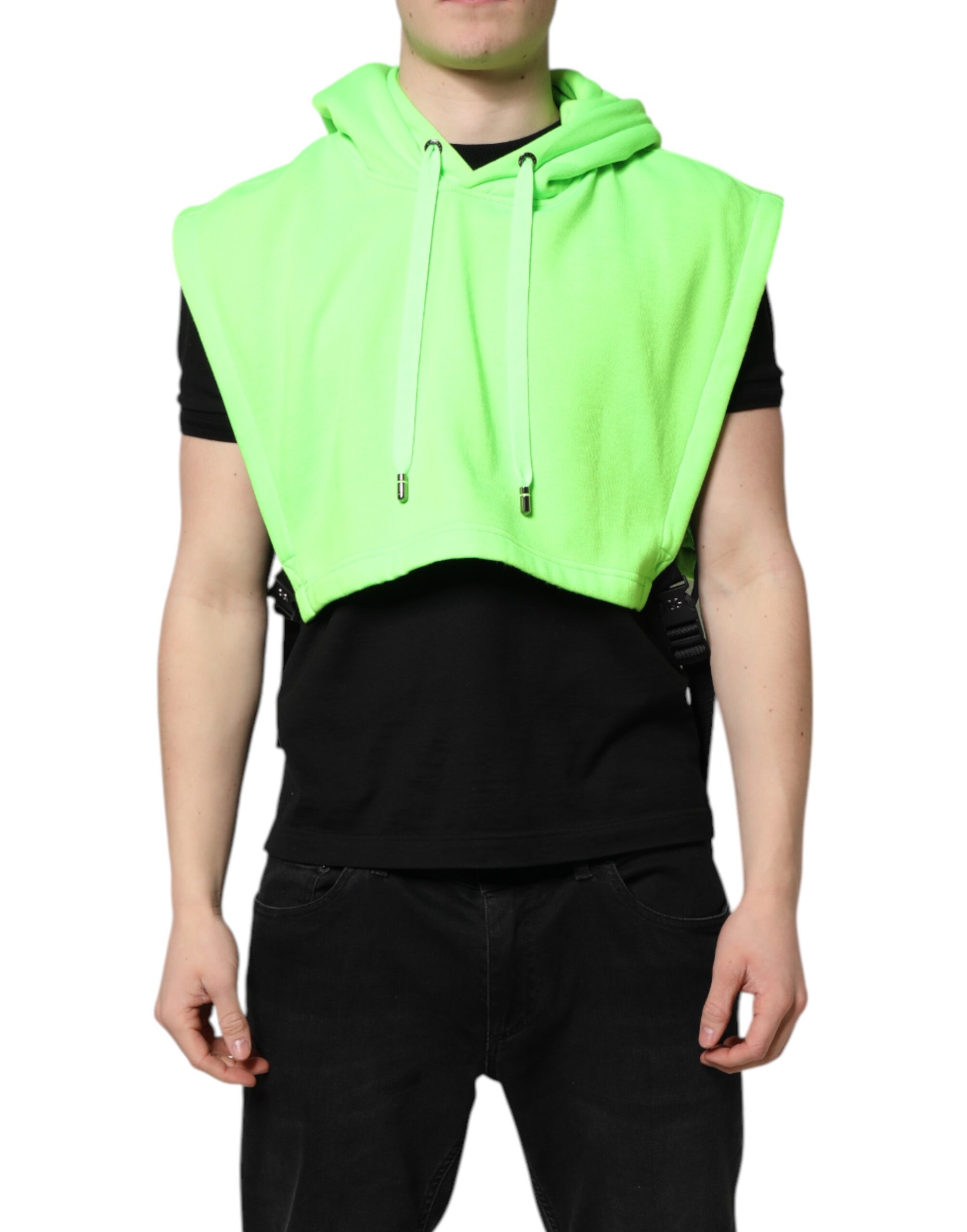 Dolce & Gabbana Mens Sleeveless Hoodie Crop Top - Green - One Size
