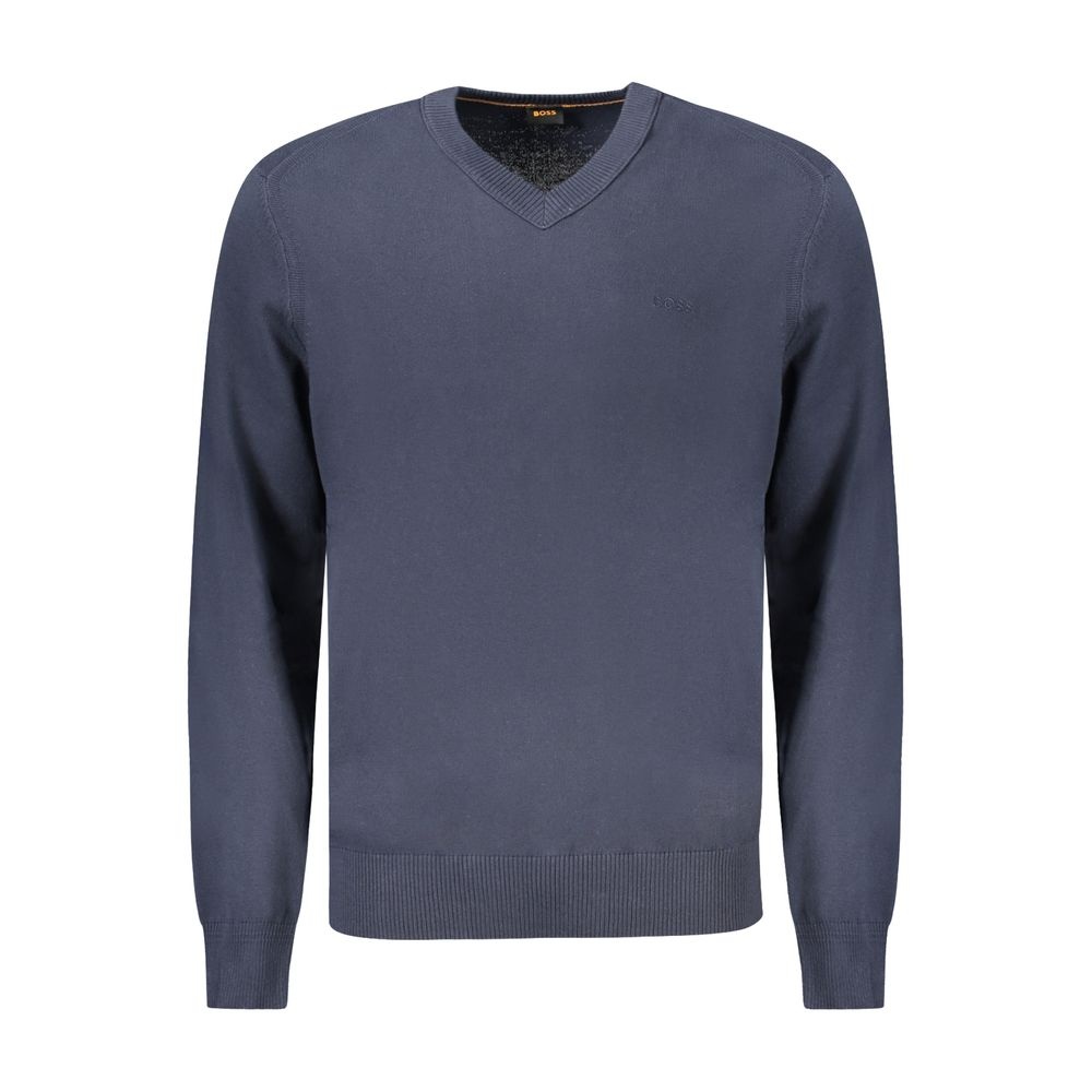 Hugo Boss Mens Casual Vneck Cotton Sweater - Dark Grey - Size Small